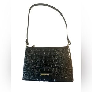 Brahmin Black Crocodile-Embossed Shoulder Bag